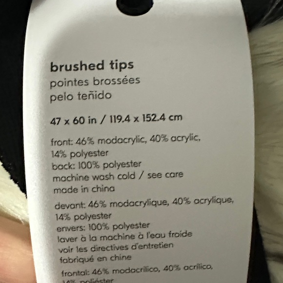 West Elm Plush Faux Fur Throw - Cream and Gray - Picture 3 of 4